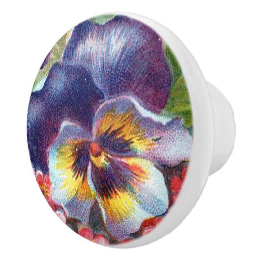 Pansy Blume Knob Pull Keramikknauf (Rechts)
