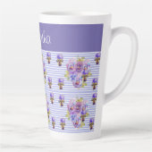 Pansy Blume Lila Stripe Blüte individuell anpassba Milchtasse (Rechts)