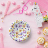 Pansy-Blume-Muster Pappteller (Party)