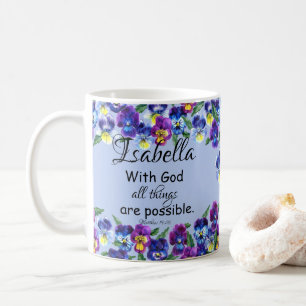 Pansy Blume Name der Christlichen Schrift Kaffeetasse