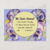 Pansy Blume neue Adresse Postkarte, wir bewegen un Postkarte (Vorderseite)