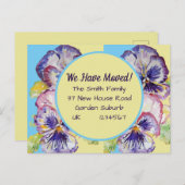 Pansy Blume neue Adresse Postkarte, wir bewegen un Postkarte (Vorne/Hinten)
