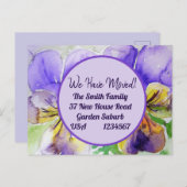 Pansy Blume neue Adresse Postkarte, wir bewegen un Postkarte (Vorne/Hinten)
