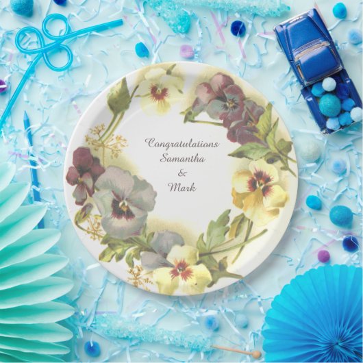 Pansy Blume personalisiert Pappteller (Party)