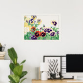 Pansy Blume, Rote, Lila und gelbe Stiefmütterchen, Poster (Heimbüro)