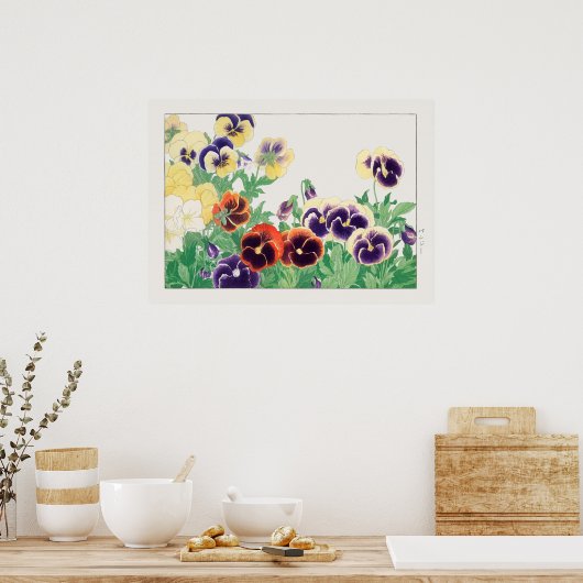 Pansy Blume, Rote, Lila und gelbe Stiefmütterchen, Poster (Küche)