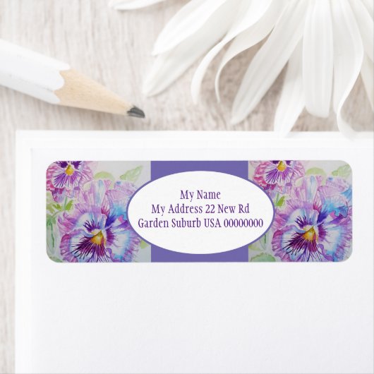 Pansy Blume Rücksendeadressen-Aufkleber (Insitu)