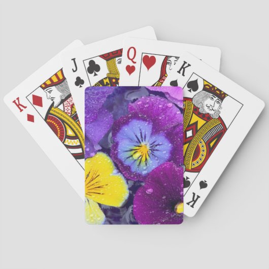 Pansy Blume schwimmen im Vogelbad mit Tau 2 Spielkarten (Rückseite)