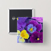 Pansy Blume schwimmen im Vogelbad mit Taube Button (Vorne & Hinten)