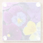 Pansy Blume schwimmen im Vogelbad mit Taube Glasuntersetzer (Rückseite)