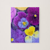 Pansy Blume schwimmen im Vogelbad mit Taube Puzzle (Vertikal)