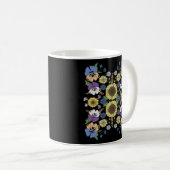 Pansy Blume Sonnenblumen Ukrainisch Vyshyvanka Sty Kaffeetasse (VorderseiteRechts)