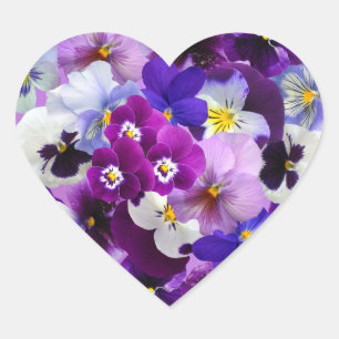 Pansy-Blumen-Tapeten-Kunst Herz-Aufkleber