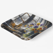 Pansy Bouquet in einem Fenster Impressionismus Pappteller (Gewinkelt)