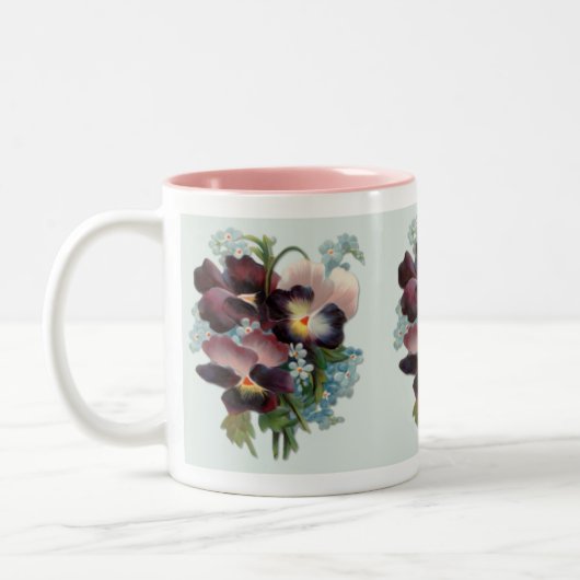 Pansy Bouquet Zweifarbige Tasse (Links)