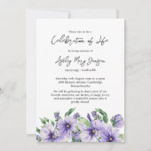 Pansy Celebration of Life Funeral Einladung (Vorderseite)