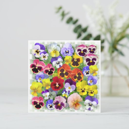 Pansy Collage Karte (Stehend Vorderseite)