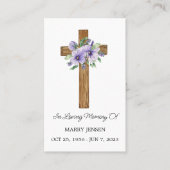 Pansy Cross Memorial Funeral Prayer Card Visitenkarte (Vorderseite)