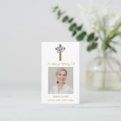 Pansy Cross Memorial Photo Funeral Prayer Card Visitenkarte (Stehend Vorderseite)