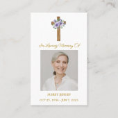 Pansy Cross Memorial Photo Funeral Prayer Card Visitenkarte (Vorderseite)