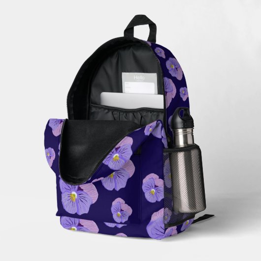 Pansy Design on Backpack Bedruckter Rucksack (Rückseitige Ecke links (Offen) )