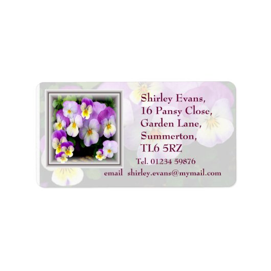 Pansy Display ~ Label # 3 Adressaufkleber (Vorne)