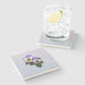 Pansy Duo Steinuntersetzer (Seitenansicht)