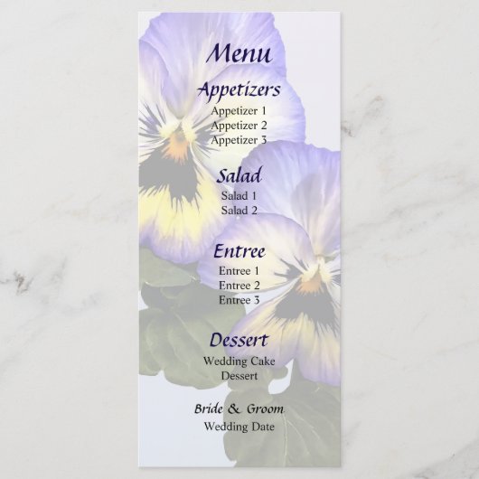 Pansy Duo Wedding Menu Menükarte (Vorderseite)