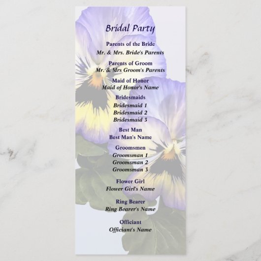 Pansy Duo Wedding Program Programm (Rückseite)