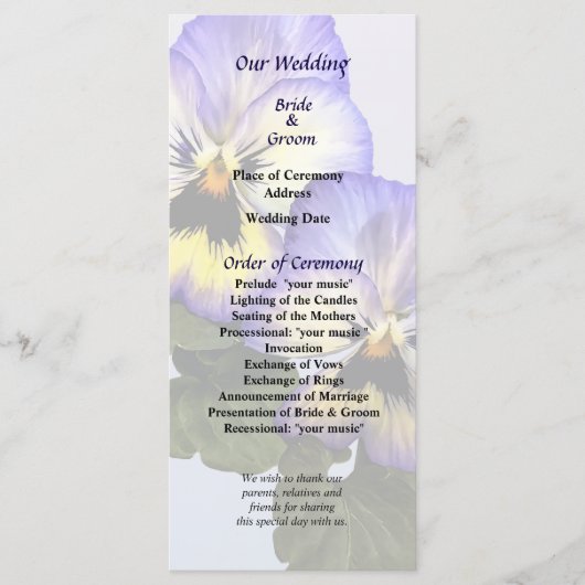 Pansy Duo Wedding Program Programm (Vorderseite)