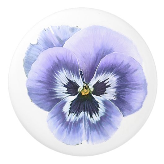 Pansy Face Lila Keramikknauf (Vorderseite)