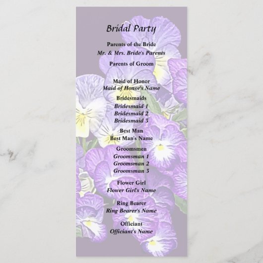 Pansy Family Wiedersehen Programm (Rückseite)