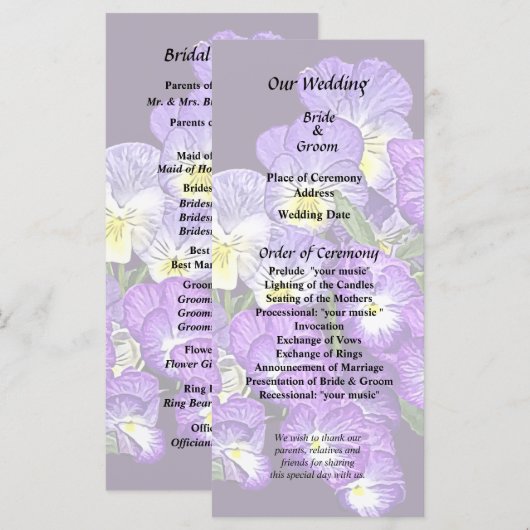 Pansy Family Wiedersehen Programm (Vorne/Hinten)