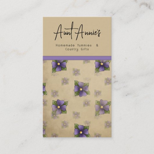 Pansy Floral Business Card Visitenkarte (Vorderseite)