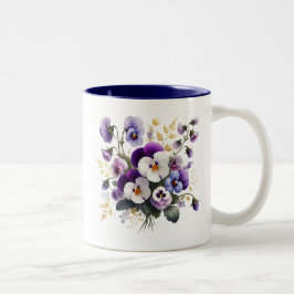 Pansy Floral Mug, Elegant Flower Coffee Cup Gift  Zweifarbige Tasse