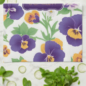 Pansy Floral Personalisiertes Muster Geschirrtuch (Gefaltet)