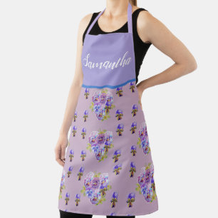 Pansy Floral Shabby Chic Lavender Lila Viola Schürze