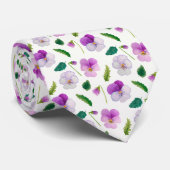 Pansy Flowers and Leaves Floral Krawatte (Gerollt)