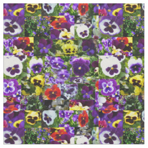 Pansy Foto Collage: Kaleidoskop der blühenden Schö Stoff