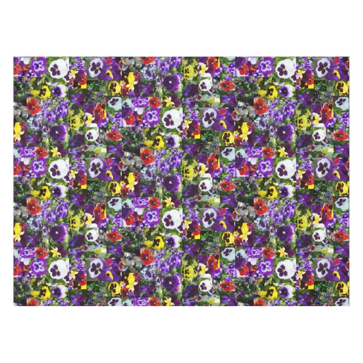 Pansy Foto Collage: Kaleidoskop der blühenden Schö Tischdecke (Vorderseite (Horizontal))