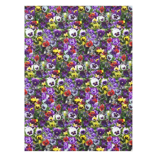 Pansy Foto Collage: Kaleidoskop der blühenden Schö Tischdecke (Vorderseite)