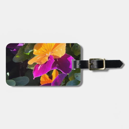 Pansy-Gepäckmarke - Orange und Lila Gepäckanhänger (Vorderseite horizontal)