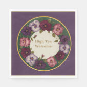 Pansy High Tea Napkins • Deep Plum & Gold Serviette (Vorderseite)