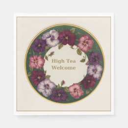 Pansy High Tea Napkins • Ivory & Gold Serviette