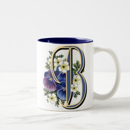 Pansy-Initiale - B Zweifarbige Tasse (Rechts)