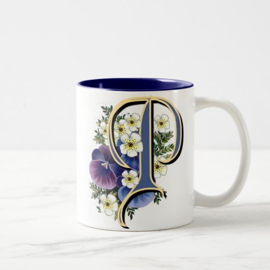 Pansy-Initiale - P Zweifarbige Tasse (Rechts)
