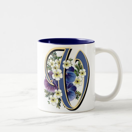Pansy-Initiale - V Zweifarbige Tasse (Rechts)