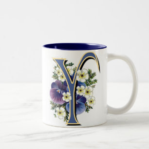 Pansy-Initiale - Y Zweifarbige Tasse