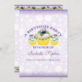 Pansy-Kuchen-Mädchen-Geburtstags-Party Einladung (Vorne/Hinten)