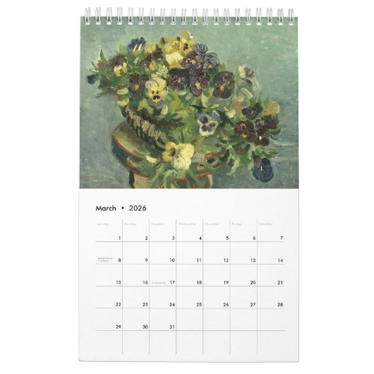 Pansy-Kunst-Kalender (11" x 7") Kalender (Mär 2026)